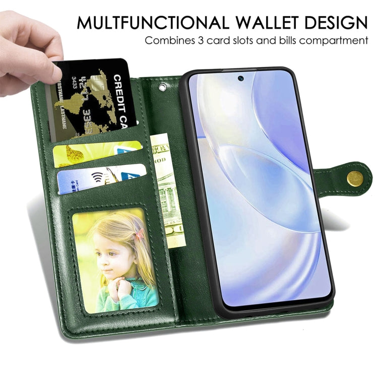 For Huawei Nova 8 SE Youth Solid Color Leather Buckle Phone Case with Lanyard & Photo Frame & Card Slot & Wallet & Stand Function