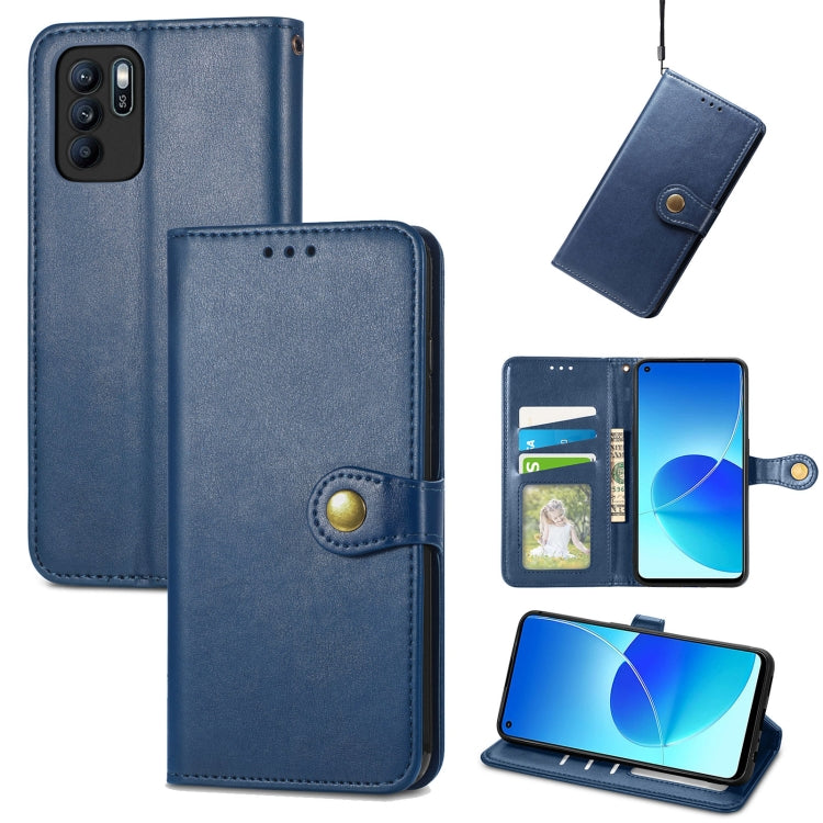 For OPPO Reno6 Z Solid Color Leather Buckle Phone Case with Lanyard & Photo Frame & Card Slot & Wallet & Stand Function