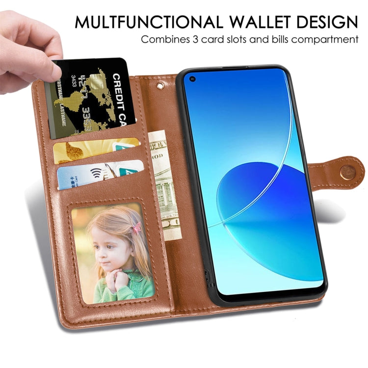 For OPPO Reno6 Z Solid Color Leather Buckle Phone Case with Lanyard & Photo Frame & Card Slot & Wallet & Stand Function