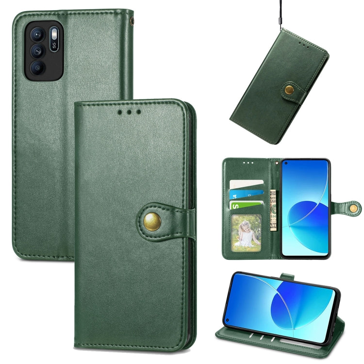 For OPPO Reno6 Z Solid Color Leather Buckle Phone Case with Lanyard & Photo Frame & Card Slot & Wallet & Stand Function