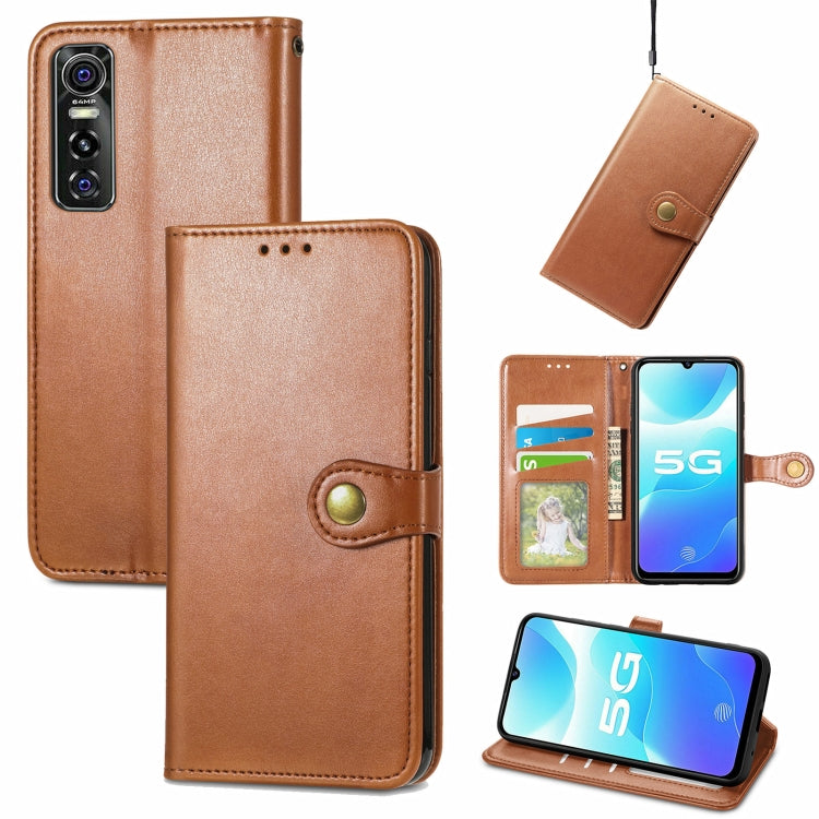 For vivo S7e Solid Color Leather Buckle Phone Case