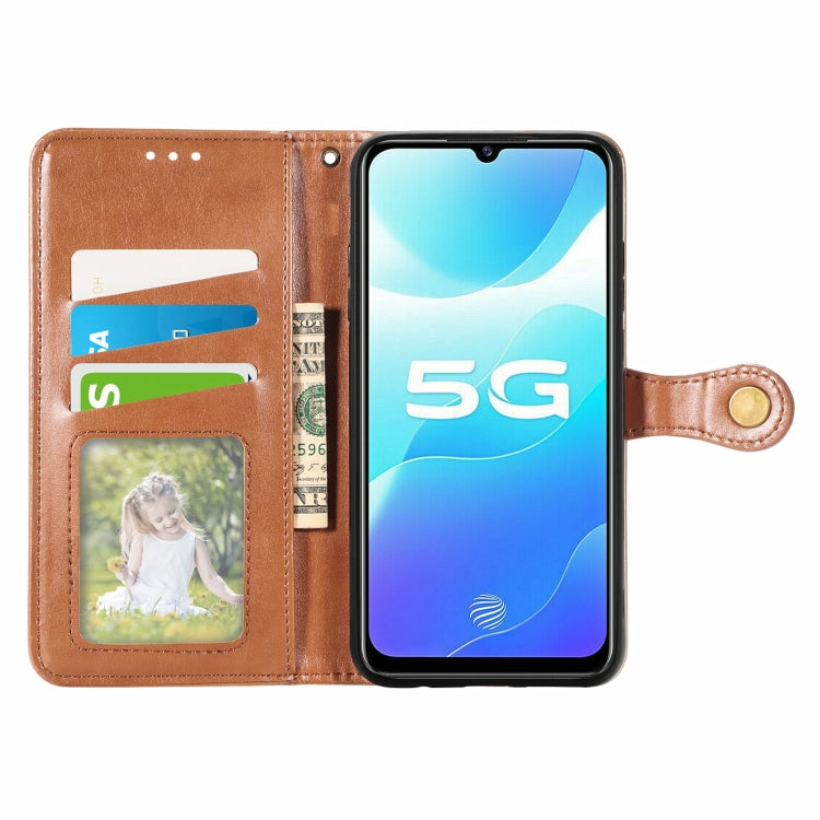 For vivo S7e Solid Color Leather Buckle Phone Case