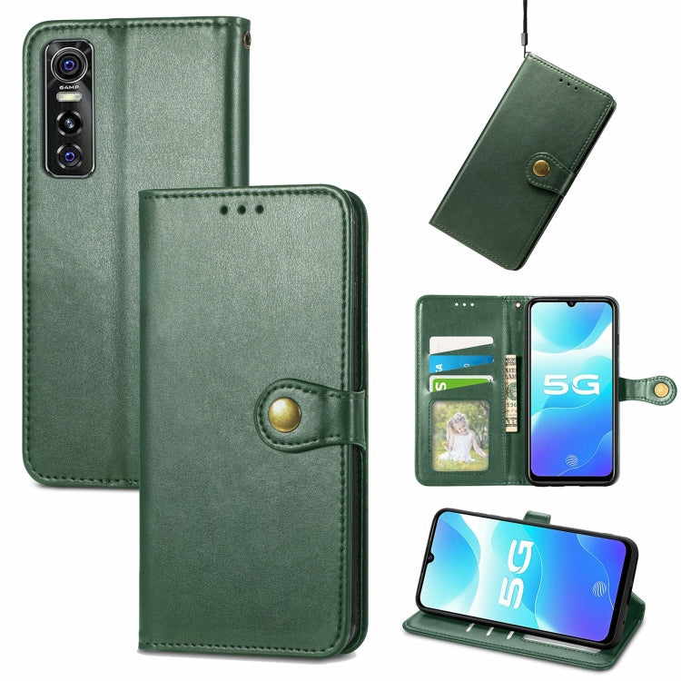 For vivo S7e Solid Color Leather Buckle Phone Case