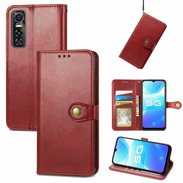 For vivo S7e Solid Color Leather Buckle Phone Case