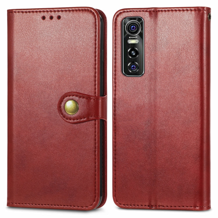 For vivo S7e Solid Color Leather Buckle Phone Case