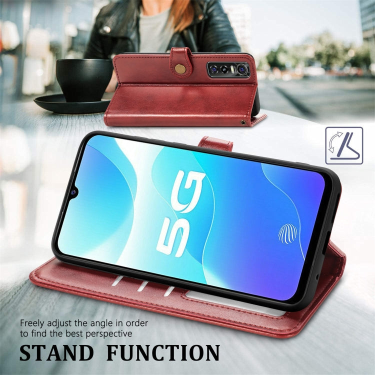 For vivo S7e Solid Color Leather Buckle Phone Case