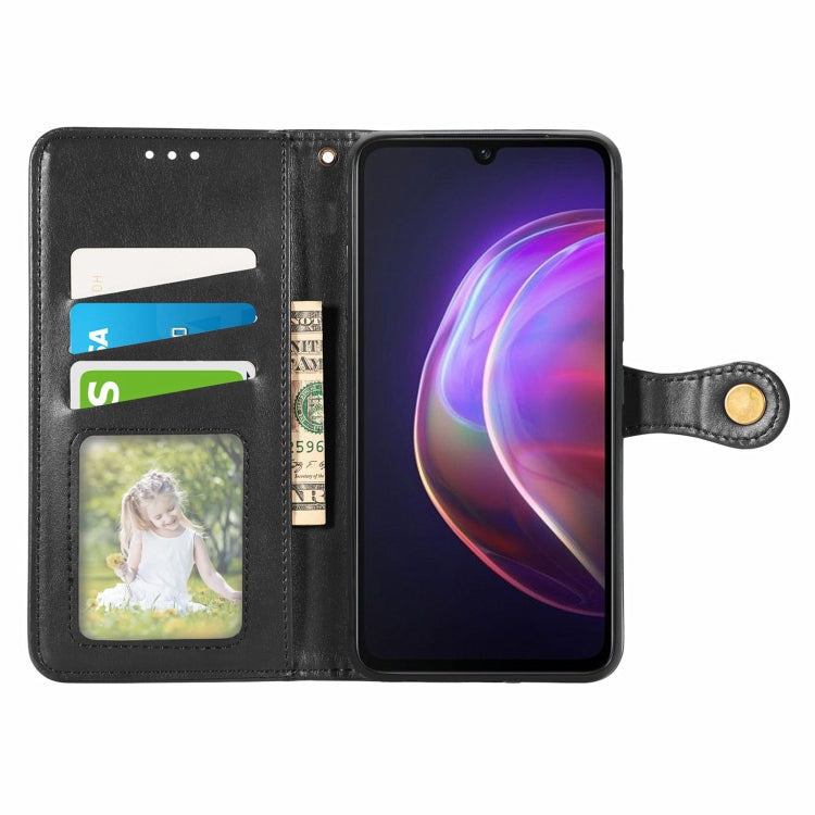 For vivo V21 5G Solid Color Leather Buckle Phone Case with Lanyard & Photo Frame & Card Slot & Wallet & Stand Function