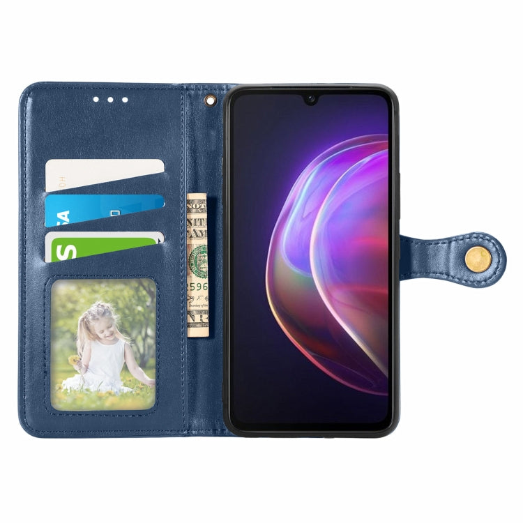 For vivo V21 5G Solid Color Leather Buckle Phone Case with Lanyard & Photo Frame & Card Slot & Wallet & Stand Function