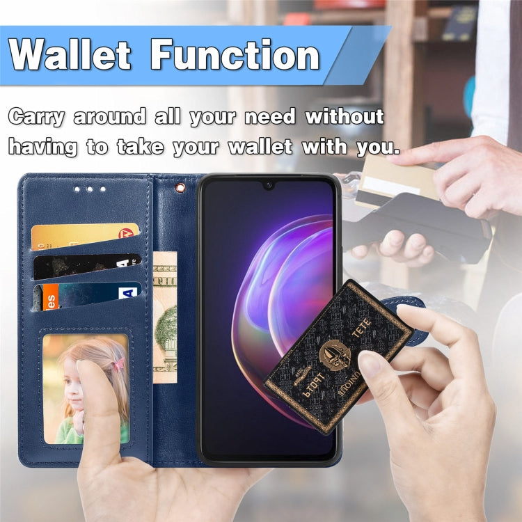 For vivo V21 5G Solid Color Leather Buckle Phone Case with Lanyard & Photo Frame & Card Slot & Wallet & Stand Function