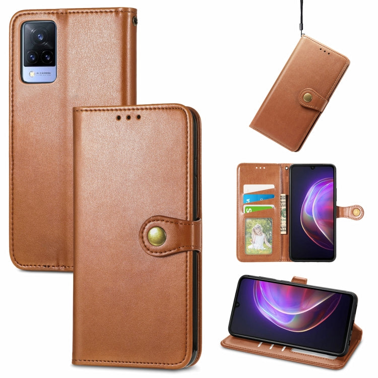 For vivo V21 5G Solid Color Leather Buckle Phone Case with Lanyard & Photo Frame & Card Slot & Wallet & Stand Function