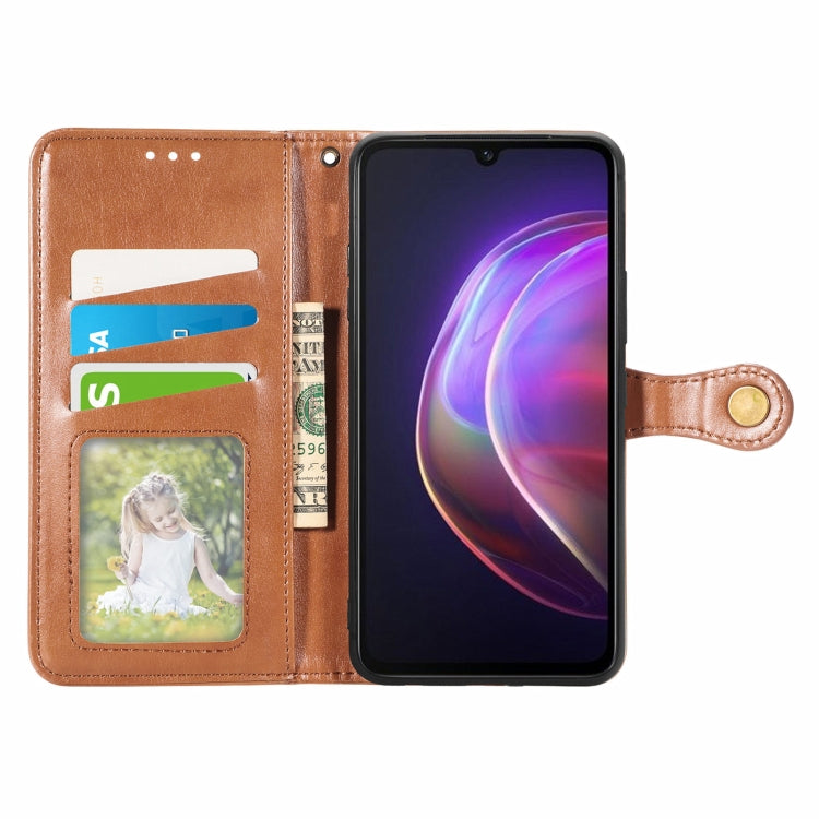 For vivo V21 5G Solid Color Leather Buckle Phone Case with Lanyard & Photo Frame & Card Slot & Wallet & Stand Function