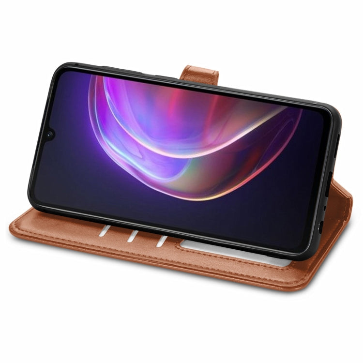 For vivo V21 5G Solid Color Leather Buckle Phone Case with Lanyard & Photo Frame & Card Slot & Wallet & Stand Function