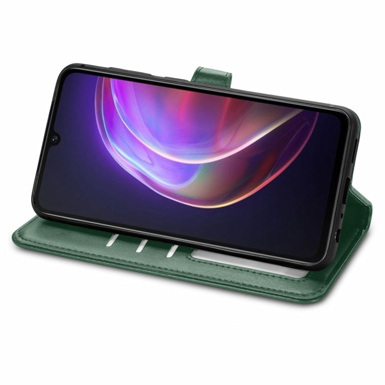 For vivo V21 5G Solid Color Leather Buckle Phone Case with Lanyard & Photo Frame & Card Slot & Wallet & Stand Function