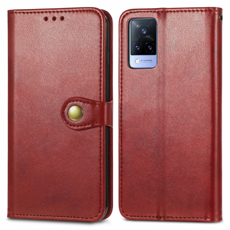 For vivo V21 5G Solid Color Leather Buckle Phone Case with Lanyard & Photo Frame & Card Slot & Wallet & Stand Function