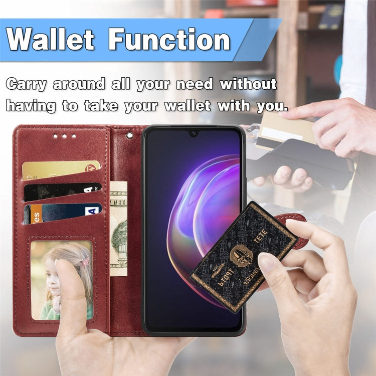 For vivo V21 5G Solid Color Leather Buckle Phone Case with Lanyard & Photo Frame & Card Slot & Wallet & Stand Function