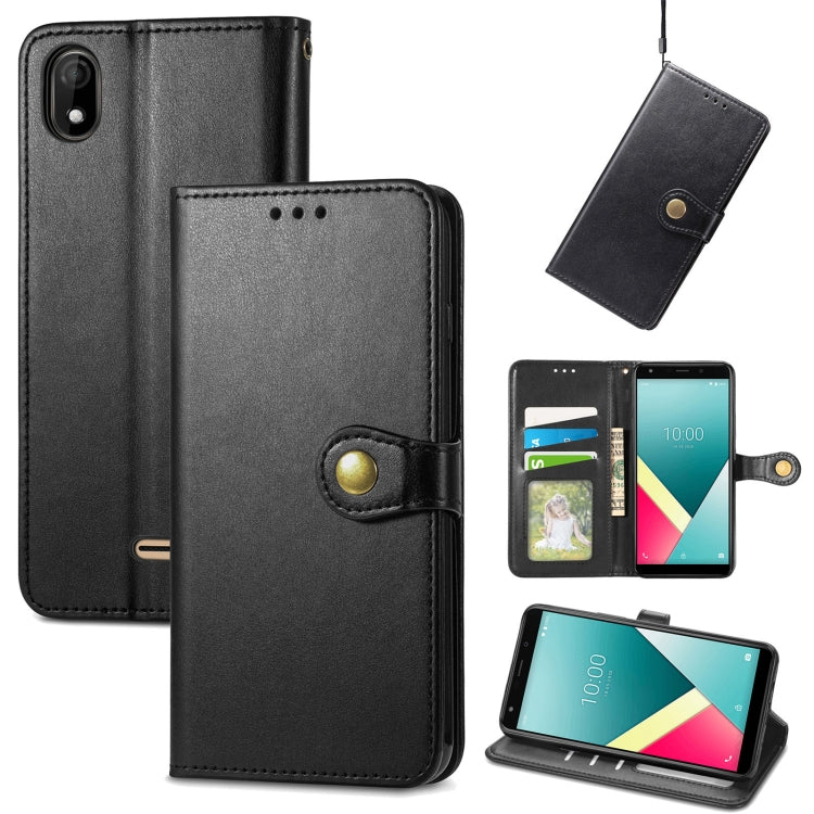 For Wiko Y61 Solid Color Leather Buckle Phone Case with Lanyard & Photo Frame & Card Slot & Wallet & Stand Function