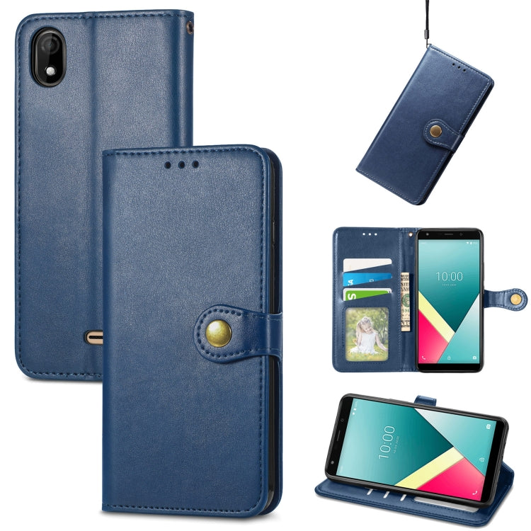 For Wiko Y61 Solid Color Leather Buckle Phone Case with Lanyard & Photo Frame & Card Slot & Wallet & Stand Function