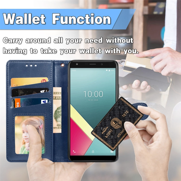 For Wiko Y61 Solid Color Leather Buckle Phone Case with Lanyard & Photo Frame & Card Slot & Wallet & Stand Function