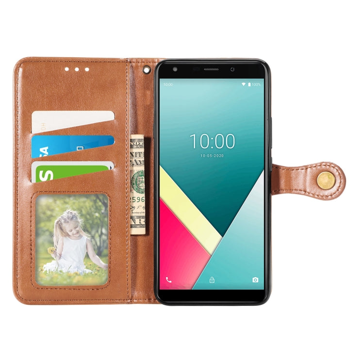 For Wiko Y61 Solid Color Leather Buckle Phone Case with Lanyard & Photo Frame & Card Slot & Wallet & Stand Function