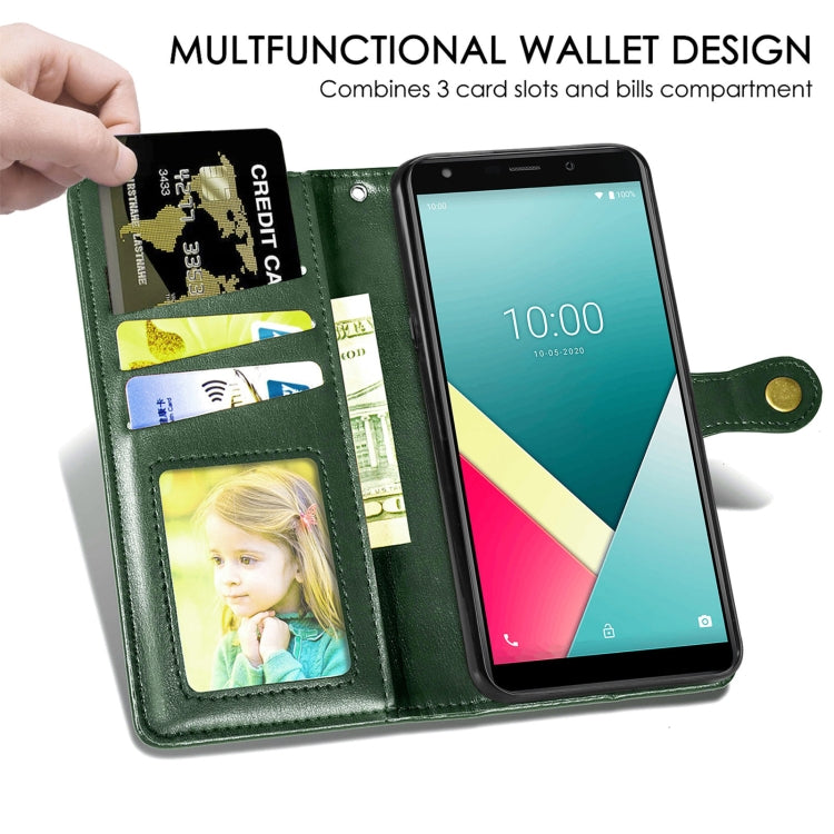 For Wiko Y61 Solid Color Leather Buckle Phone Case with Lanyard & Photo Frame & Card Slot & Wallet & Stand Function