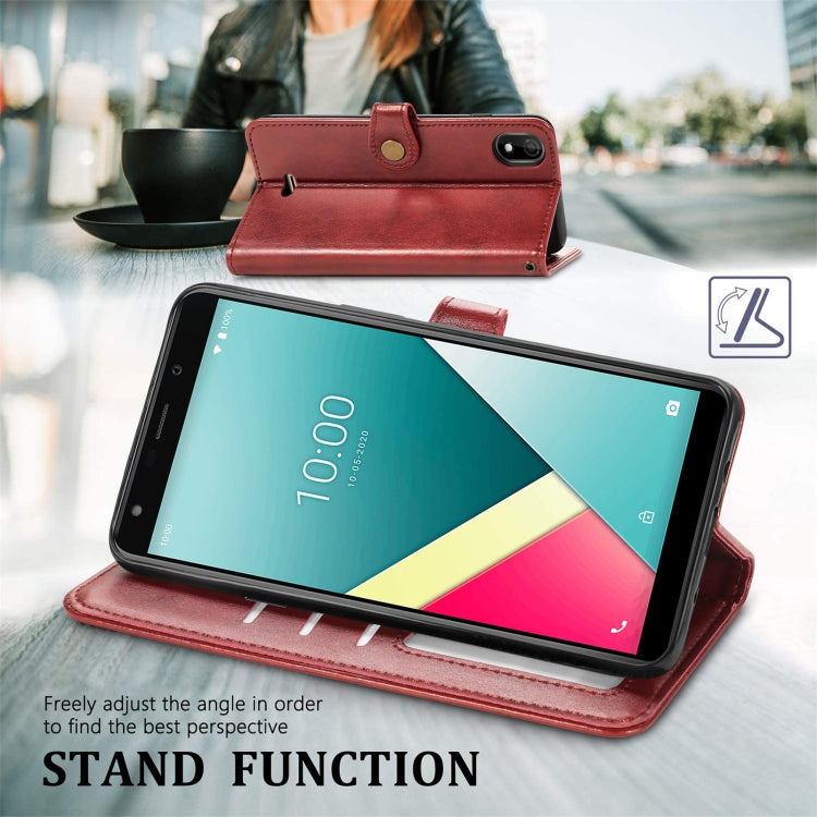 For Wiko Y61 Solid Color Leather Buckle Phone Case with Lanyard & Photo Frame & Card Slot & Wallet & Stand Function