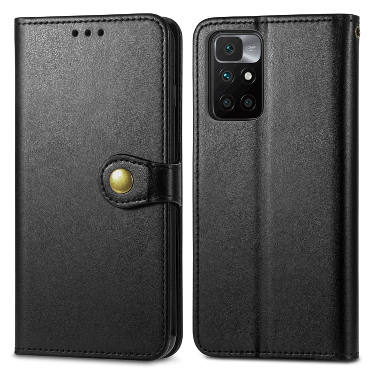 For Xiaomi Redmi 10 Solid Color Leather Buckle Phone Case with Lanyard & Photo Frame & Card Slot & Wallet & Stand Function