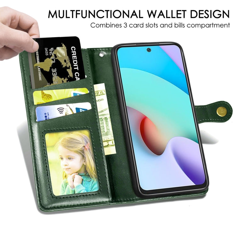 For Xiaomi Redmi 10 Solid Color Leather Buckle Phone Case with Lanyard & Photo Frame & Card Slot & Wallet & Stand Function