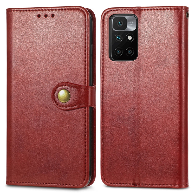 For Xiaomi Redmi 10 Solid Color Leather Buckle Phone Case with Lanyard & Photo Frame & Card Slot & Wallet & Stand Function