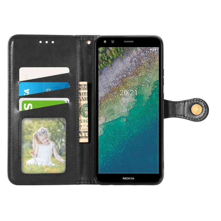 For Nokia C01 Plus Solid Color Leather Buckle Phone Case with Lanyard & Photo Frame & Card Slot & Wallet & Stand Function
