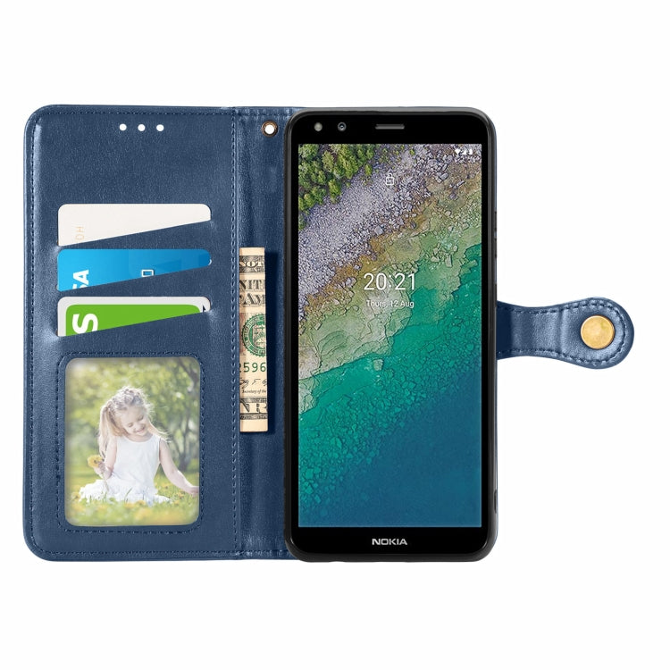 For Nokia C01 Plus Solid Color Leather Buckle Phone Case with Lanyard & Photo Frame & Card Slot & Wallet & Stand Function