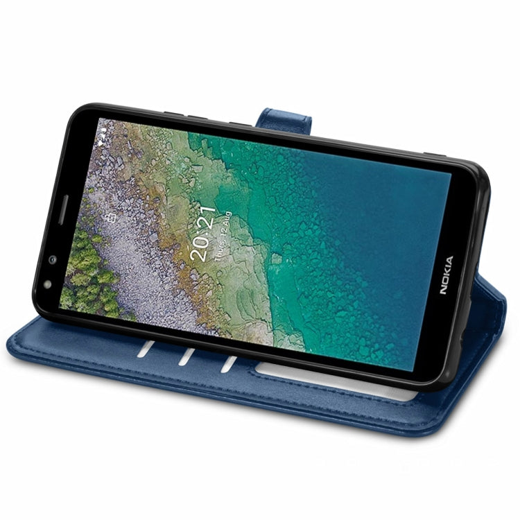 For Nokia C01 Plus Solid Color Leather Buckle Phone Case with Lanyard & Photo Frame & Card Slot & Wallet & Stand Function