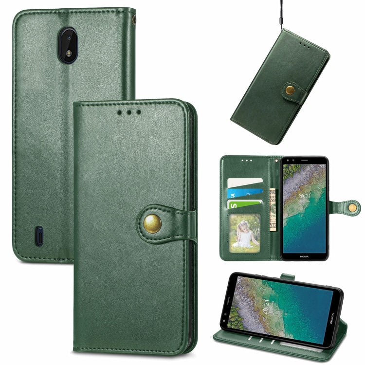 For Nokia C01 Plus Solid Color Leather Buckle Phone Case with Lanyard & Photo Frame & Card Slot & Wallet & Stand Function
