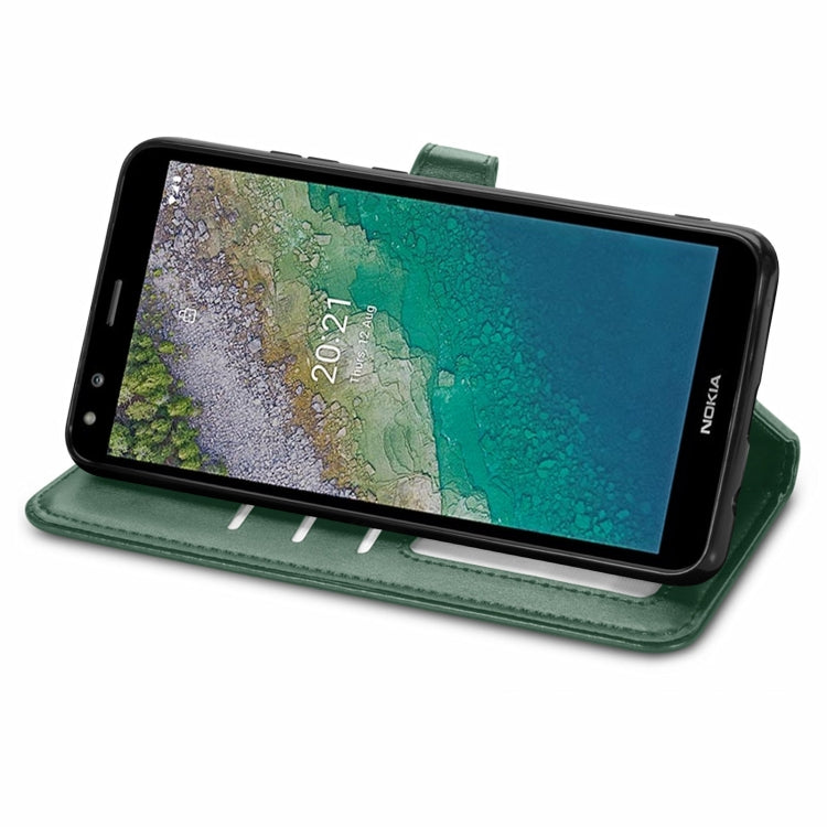 For Nokia C01 Plus Solid Color Leather Buckle Phone Case with Lanyard & Photo Frame & Card Slot & Wallet & Stand Function