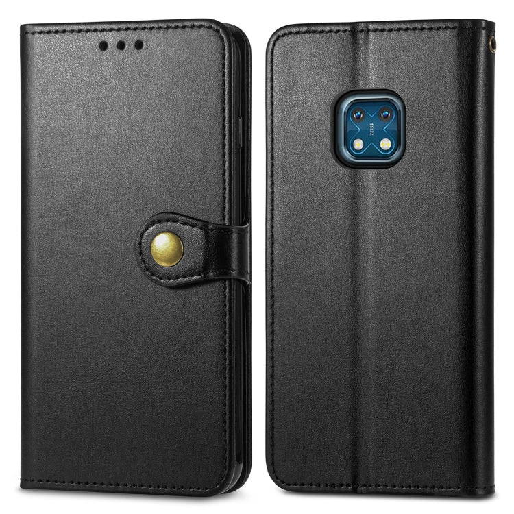 For Nokia XR 20 Solid Color Leather Buckle Phone Case with Lanyard & Photo Frame & Card Slot & Wallet & Stand Function