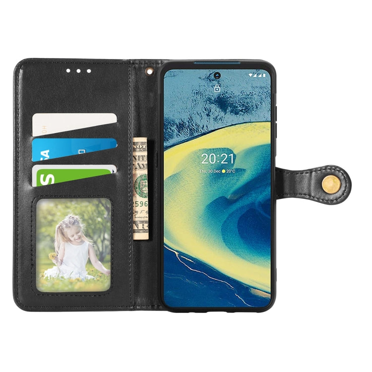 For Nokia XR 20 Solid Color Leather Buckle Phone Case with Lanyard & Photo Frame & Card Slot & Wallet & Stand Function