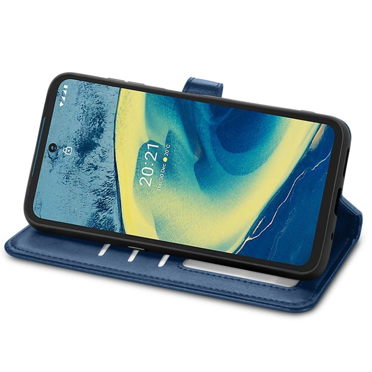 For Nokia XR 20 Solid Color Leather Buckle Phone Case with Lanyard & Photo Frame & Card Slot & Wallet & Stand Function