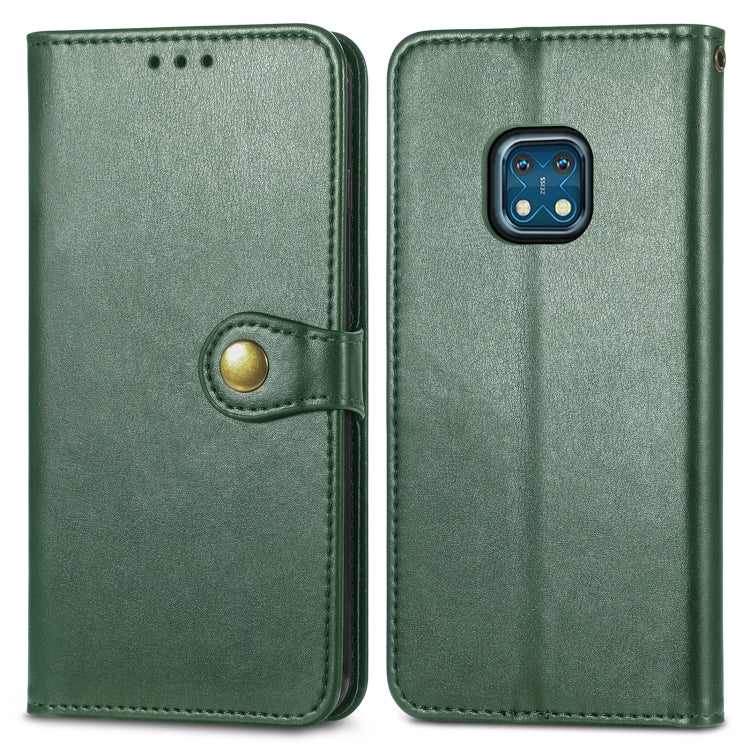 For Nokia XR 20 Solid Color Leather Buckle Phone Case with Lanyard & Photo Frame & Card Slot & Wallet & Stand Function