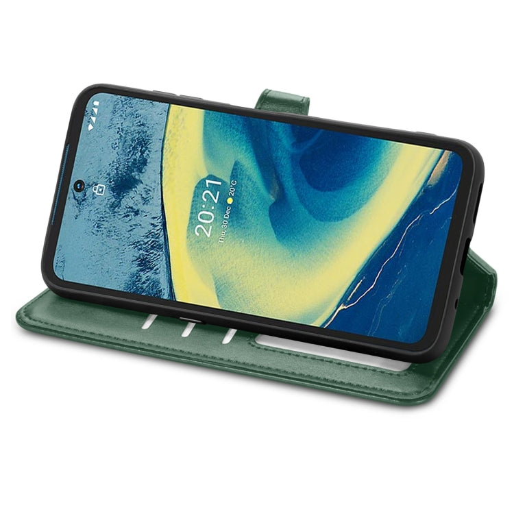 For Nokia XR 20 Solid Color Leather Buckle Phone Case with Lanyard & Photo Frame & Card Slot & Wallet & Stand Function