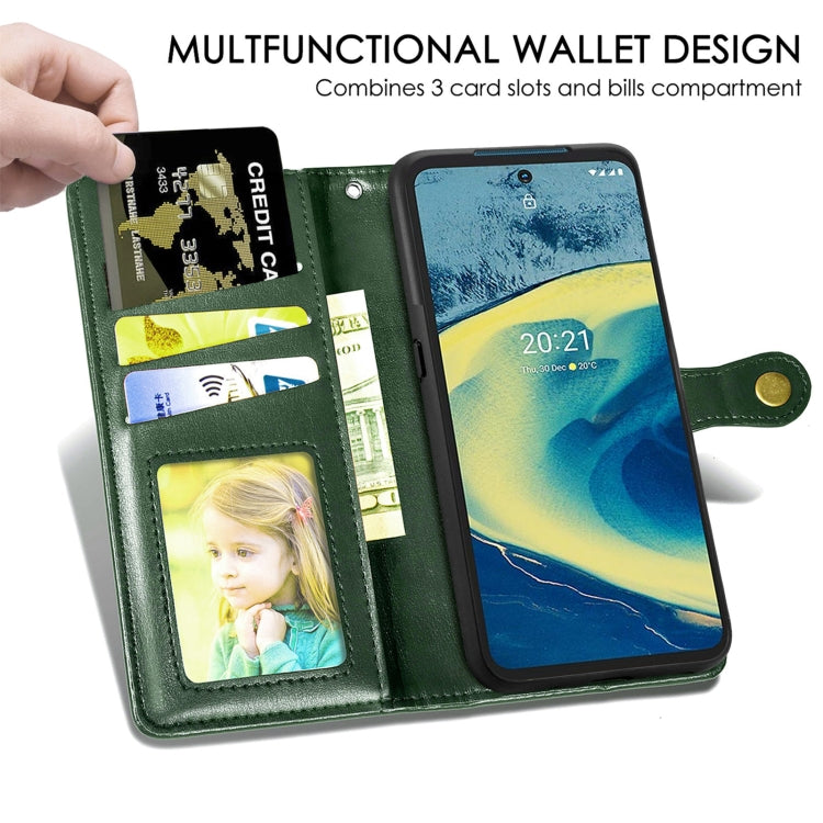 For Nokia XR 20 Solid Color Leather Buckle Phone Case with Lanyard & Photo Frame & Card Slot & Wallet & Stand Function