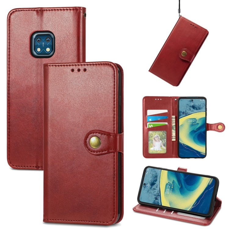 For Nokia XR 20 Solid Color Leather Buckle Phone Case with Lanyard & Photo Frame & Card Slot & Wallet & Stand Function