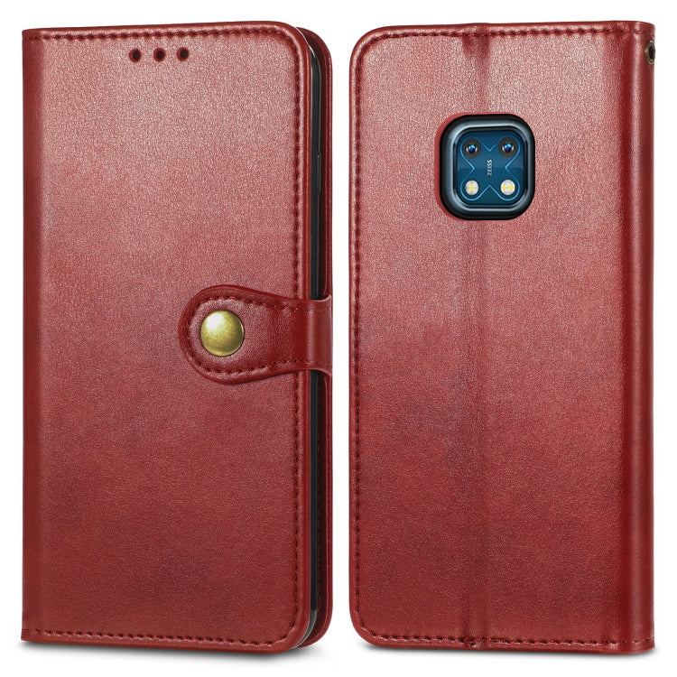 For Nokia XR 20 Solid Color Leather Buckle Phone Case with Lanyard & Photo Frame & Card Slot & Wallet & Stand Function