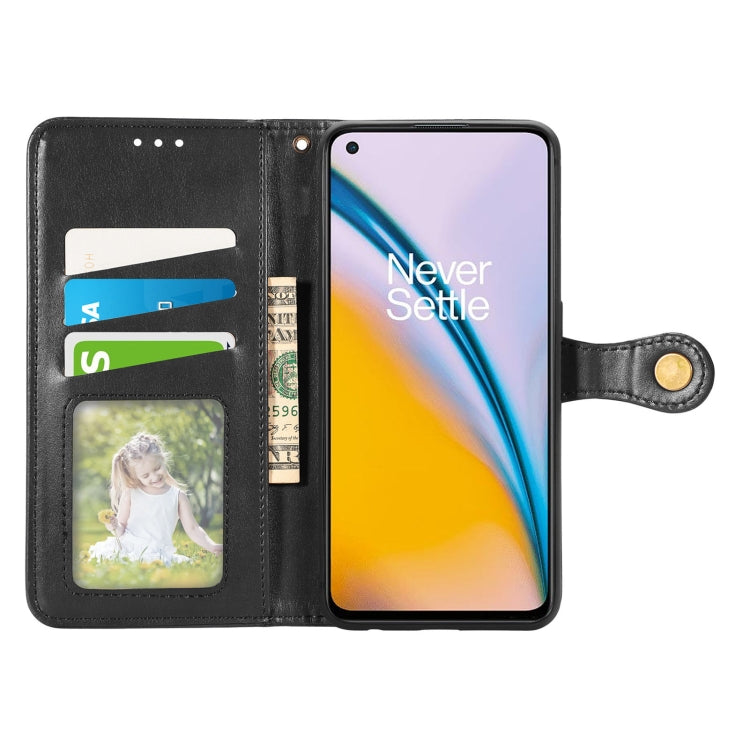 For OnePlus Nord 2 Solid Color Leather Buckle Phone Case with Lanyard & Photo Frame & Card Slot & Wallet & Stand Function