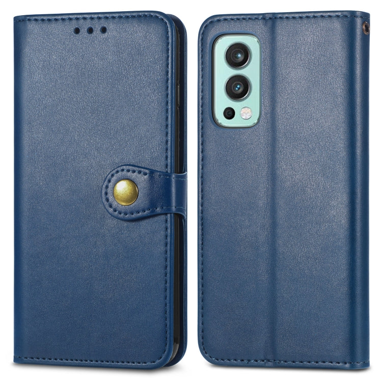 For OnePlus Nord 2 Solid Color Leather Buckle Phone Case with Lanyard & Photo Frame & Card Slot & Wallet & Stand Function