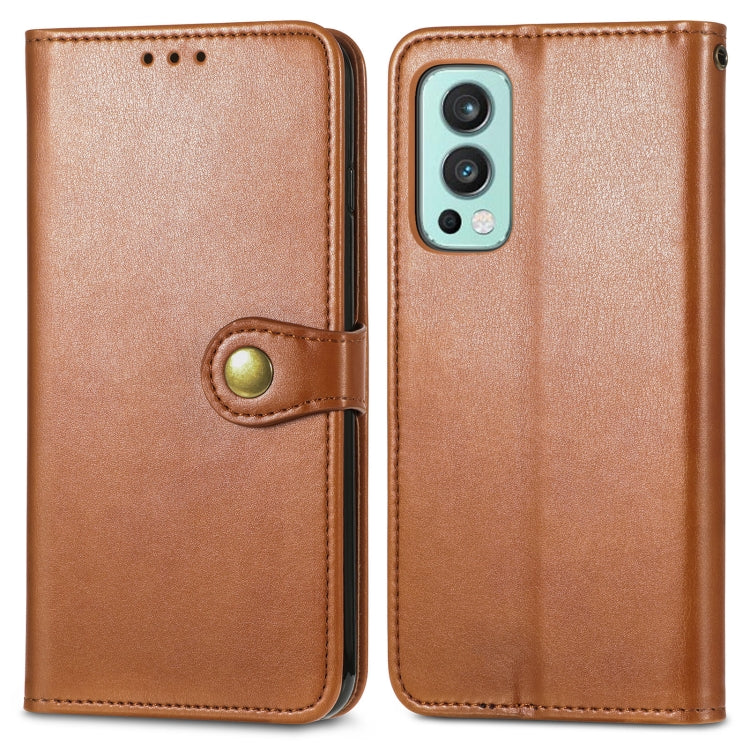 For OnePlus Nord 2 Solid Color Leather Buckle Phone Case with Lanyard & Photo Frame & Card Slot & Wallet & Stand Function