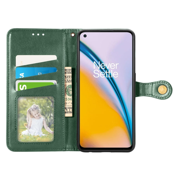 For OnePlus Nord 2 Solid Color Leather Buckle Phone Case with Lanyard & Photo Frame & Card Slot & Wallet & Stand Function