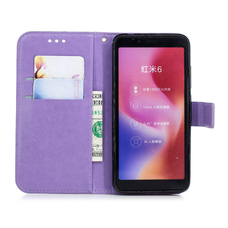 Diamond Encrusted Butterflies Love Flowers Pattern Horizontal Flip Leather Case for Xiaomi Redmi 6 ,  with Holder & Card Slots & Wallet & Lanyard