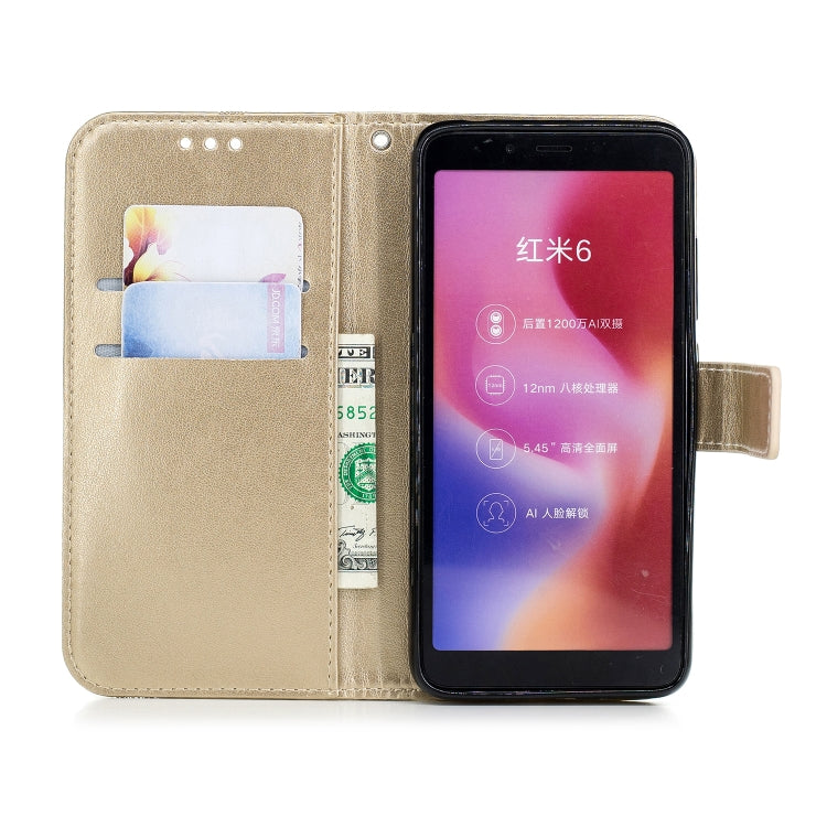 Diamond Encrusted Butterflies Love Flowers Pattern Horizontal Flip Leather Case for Xiaomi Redmi 6 ,  with Holder & Card Slots & Wallet & Lanyard