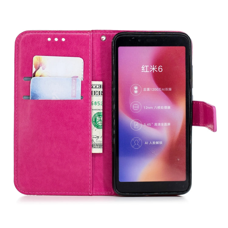 Diamond Encrusted Butterflies Love Flowers Pattern Horizontal Flip Leather Case for Xiaomi Redmi 6 ,  with Holder & Card Slots & Wallet & Lanyard