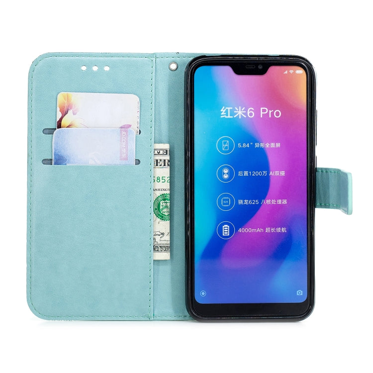 Diamond Encrusted Butterflies Love Flowers Pattern Horizontal Flip Leather Case for Xiaomi Redmi Note 6 Pro  , with Holder & Card Slots & Wallet & Lanyard