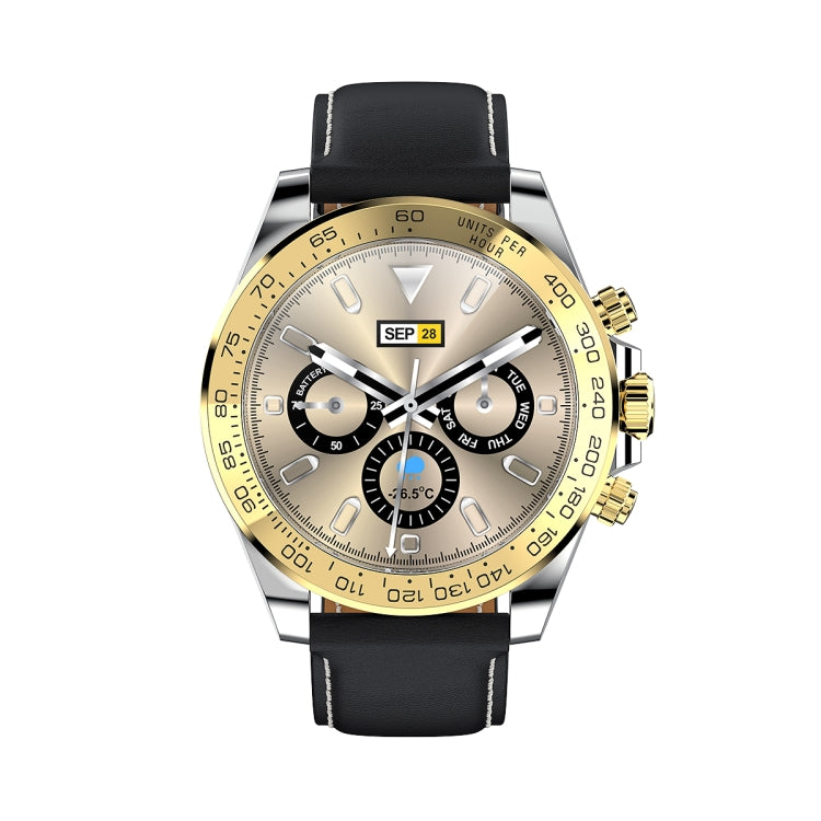 AW13 1.28 inch Color Screen Smart Watch, IP68 Waterproof,Leather Watchband,Support Heart Rate Monitoring/Blood Pressure Monitoring/Sleep Monitoring/Sedentary Reminder(Gold)